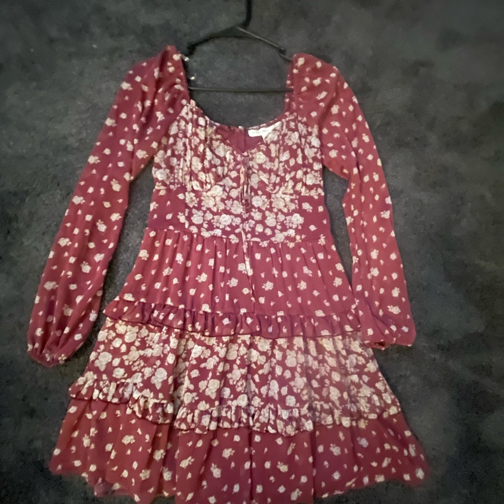 Altar’d State Floral Dress in Burgundy